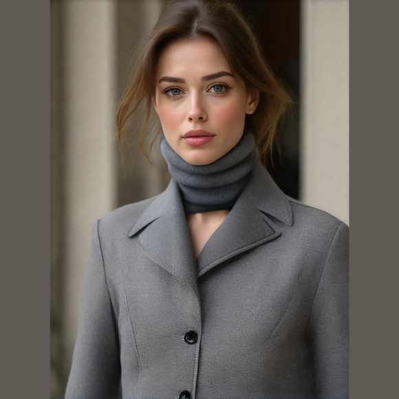 CALVIN KLEIN Gray Angora Wool Blend Dress Driving Mid Length Coat Size 6 - Picture 1 of 10